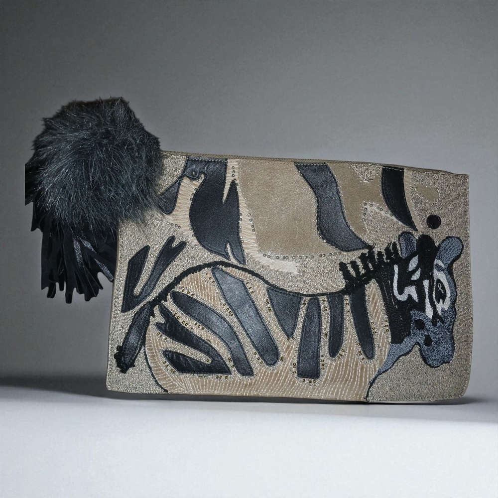 Zara Black and Tan Artistic Clutch